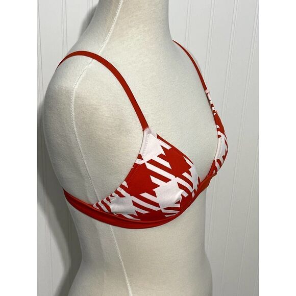 Solid & Striped The Morgan  Scoop Neck Bikini Top In Lipstick‎ Red Gingham XL - Picture 4 of 11